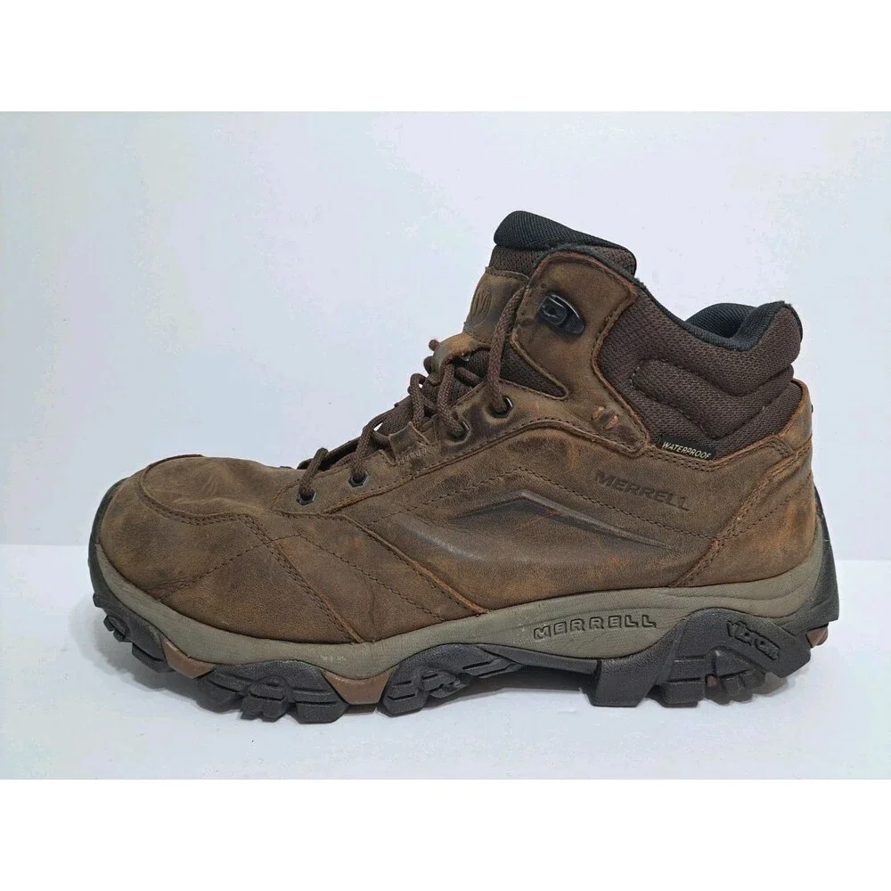 Merrell Moab Adventure 3 Men's 12 WIDE Mid Leather Waterproof Brown Boots Trail